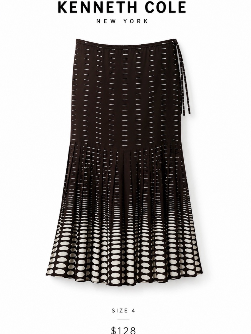 Kenneth Cole Brown & White Patterned Maxi Skirt Size 4